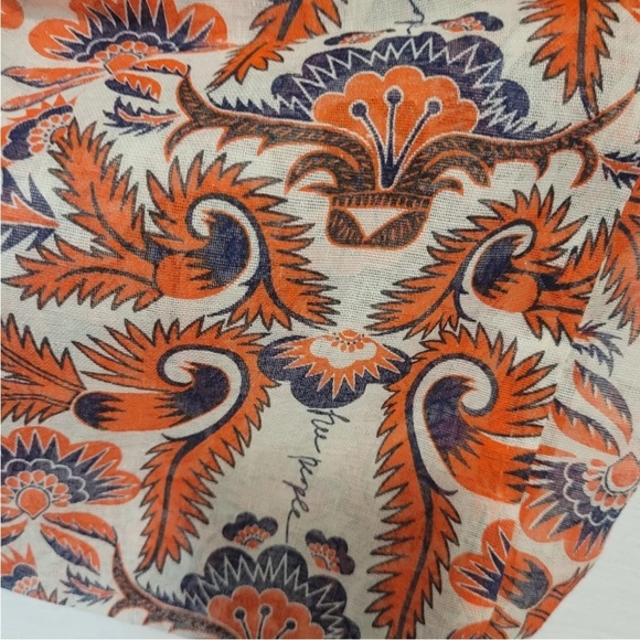 Free People Travel ✈️ Light Tote Bag NWOT Orange Navy Blue - Picture 3 of 3